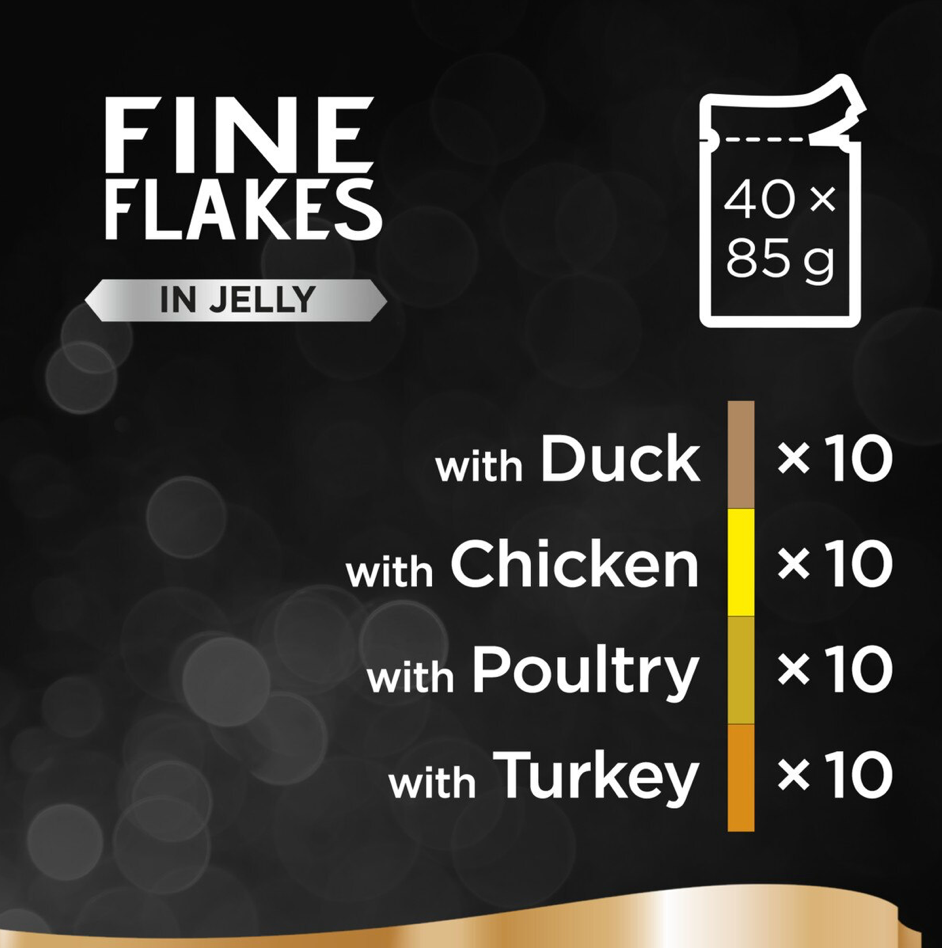 Sheba Fine Flakes Poultry Selection in Jelly Wet Cat Food Pouches - 40 x 85g