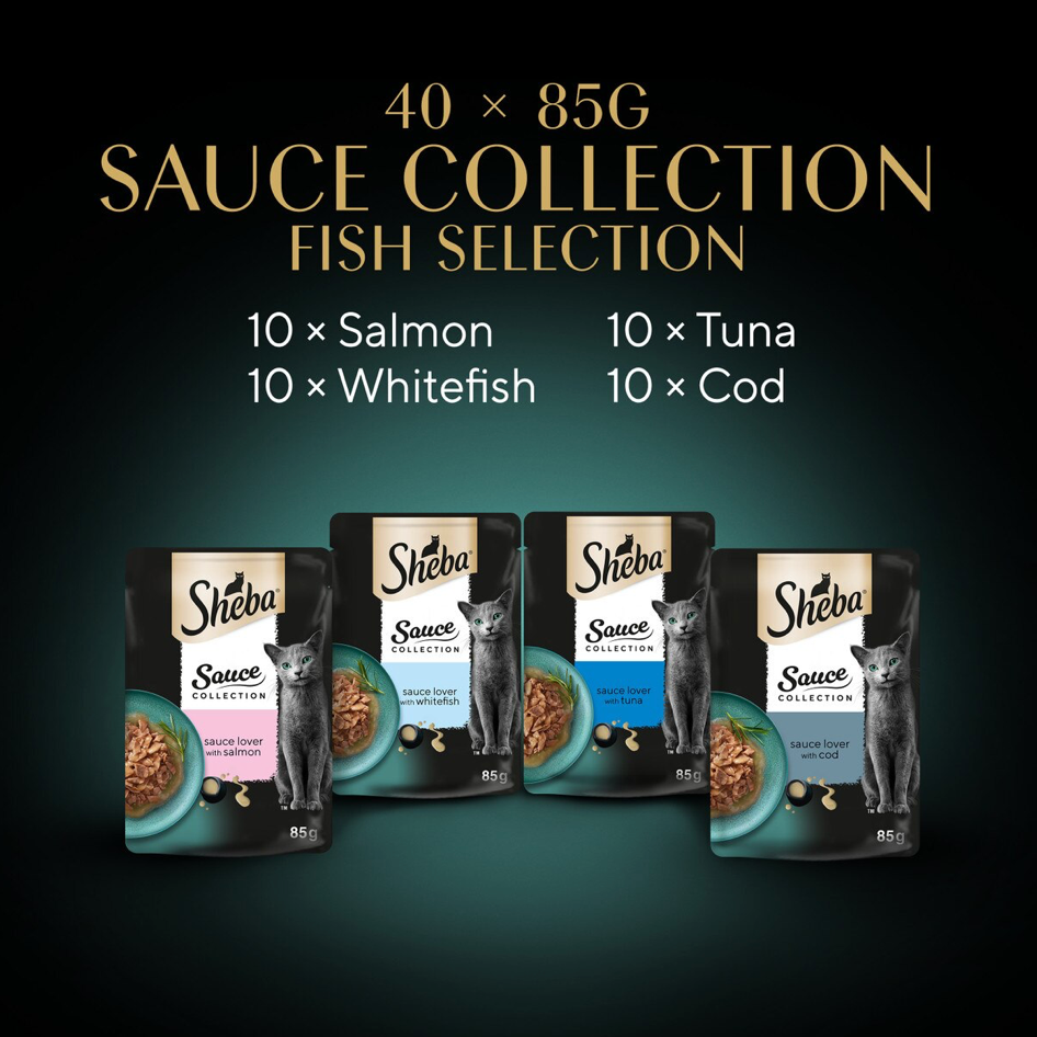 SHEBA Sauce Collection Fish Selection in Gravy Wet Cat Food Pouches - 40 x 85g