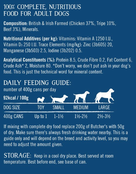 Butchers Tripe & Chicken Wet Dog Food Cans - 12 x 400g