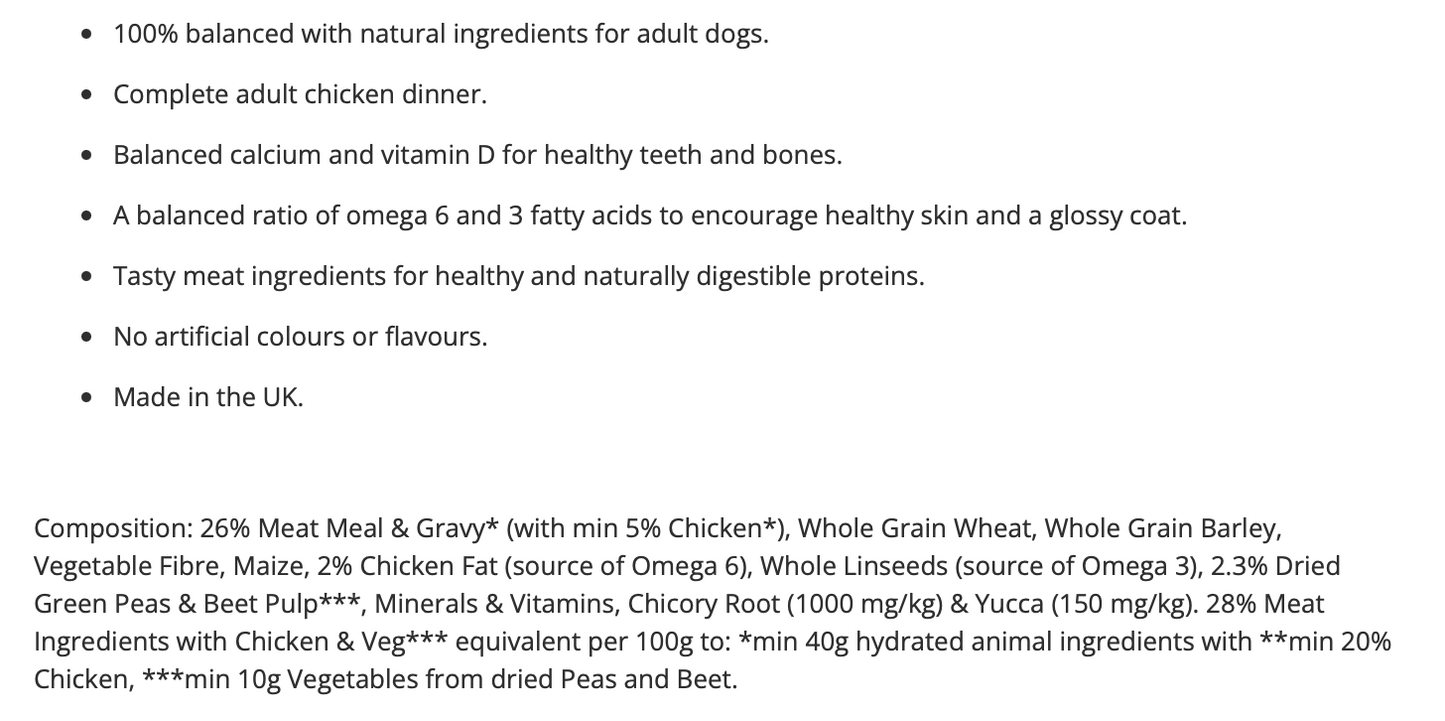 Wagg Adult Meaty Goodness Chicken Dinner Dry Dog Food - 12kg