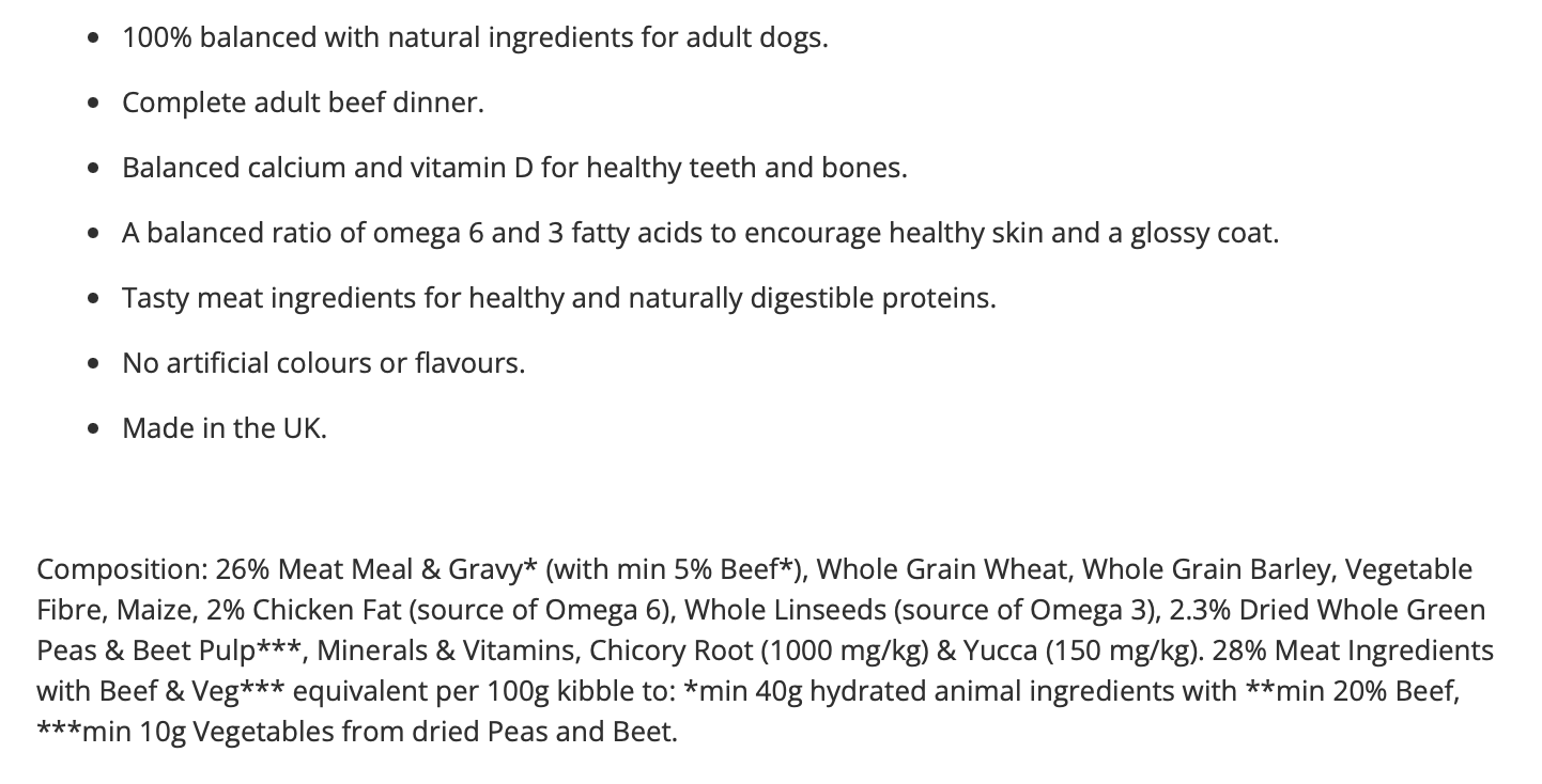 Wagg Adult Meaty Goodness Beef Dinner Dry Dog Food - 12kg