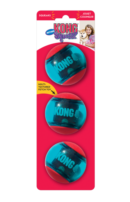 Kong Action Squeezz Balls Medium 3Pack