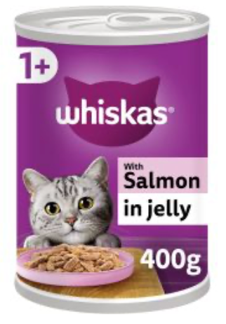 WHISKAS 1+ Cat Tin with Salmon in Jelly - 12x400g