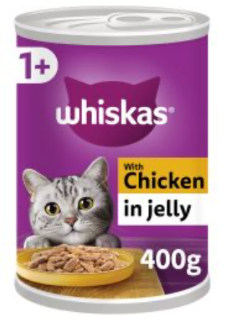 WHISKAS 1+ Cat Tin with Chicken in Jelly - 12x400g