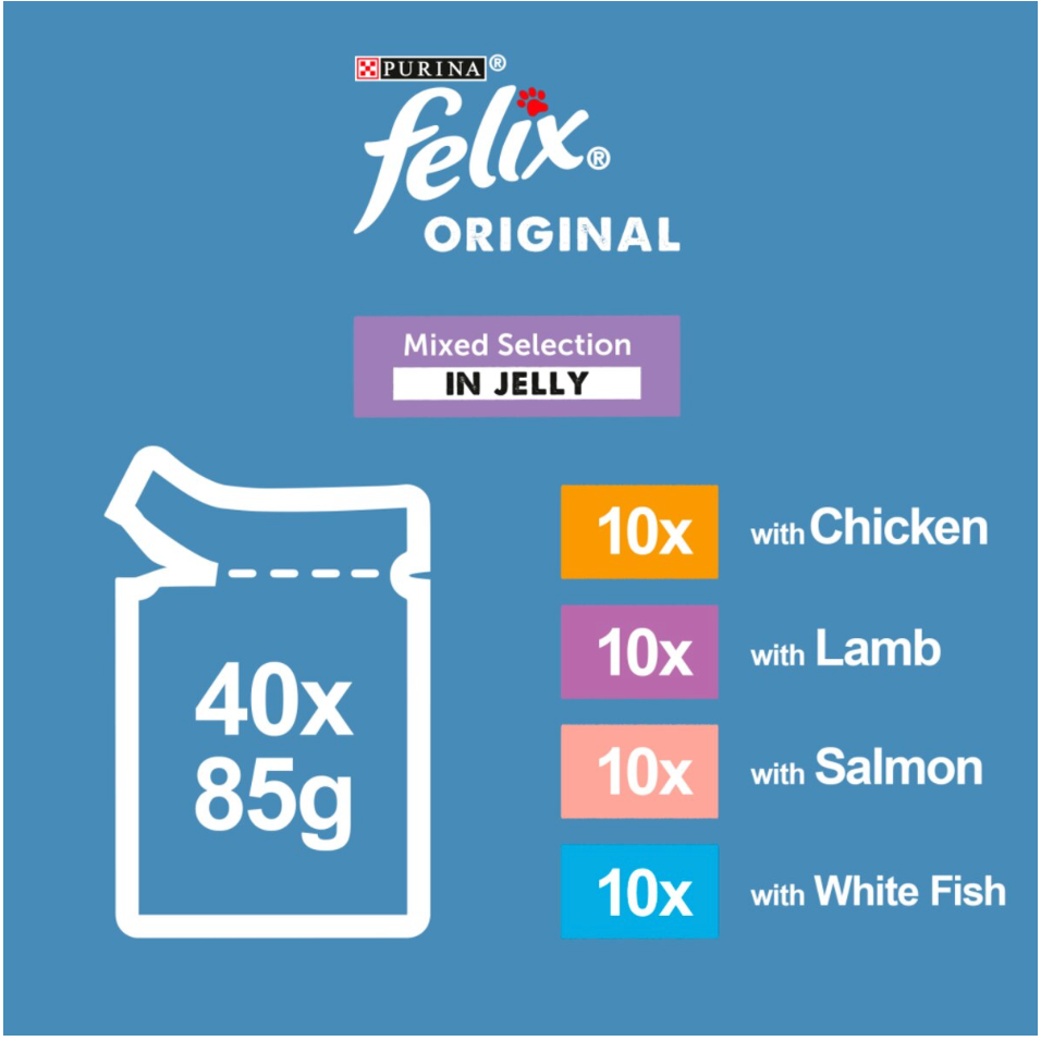 Felix Mixed Selection in Jelly Wet Cat Food Pouches - 40 x 85g