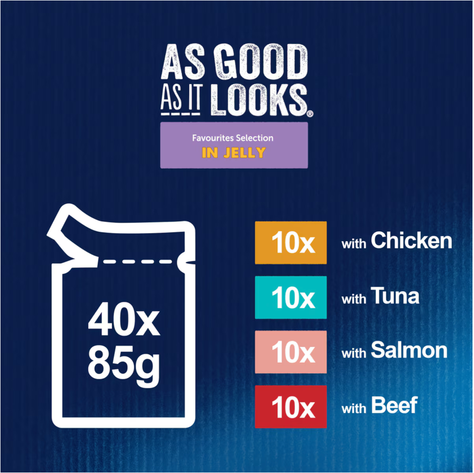 Felix As Good As it Looks Favourites Selection in Jelly Wet Cat Food - 40 x 85g
