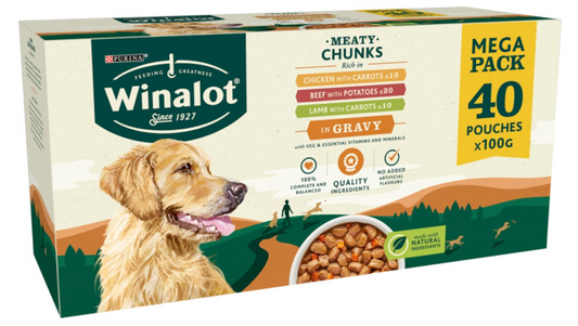 Winalot Mixed in Gravy Wet Dog Food Pouches - 40 x 100g