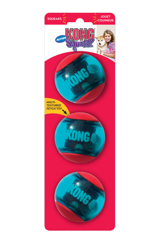 Kong Action Squeezz Balls Medium 3Pack